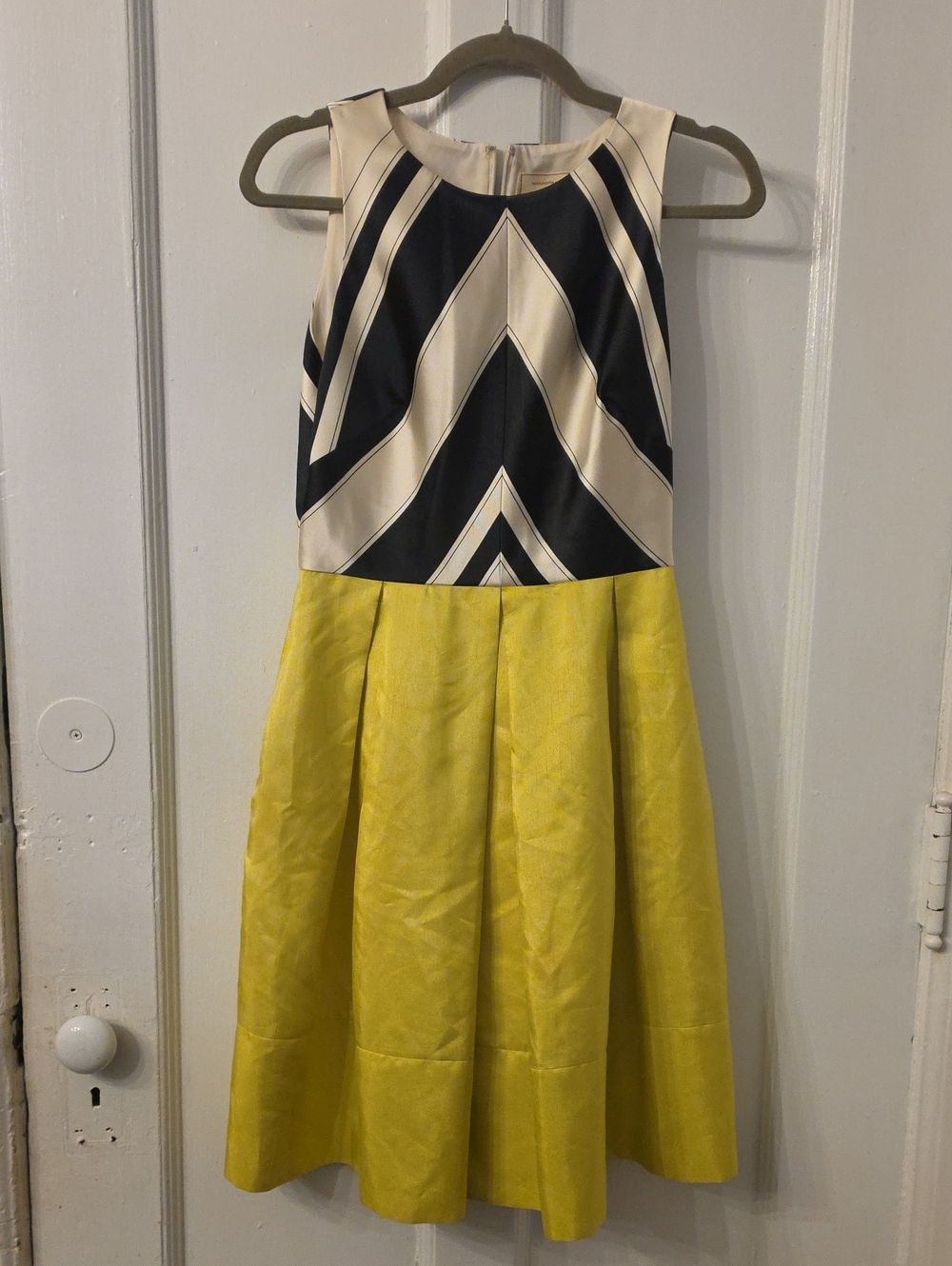 Moulinette Soeurs Vetements Miel Dress Geometric Midi Yellow & Black Size 2